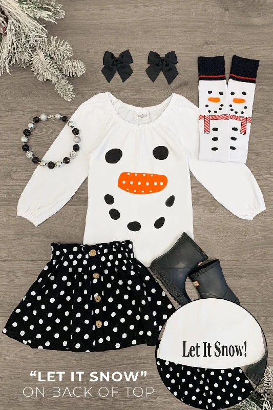 "Let it Snow!" Snowman Polka Dot Skirt Set