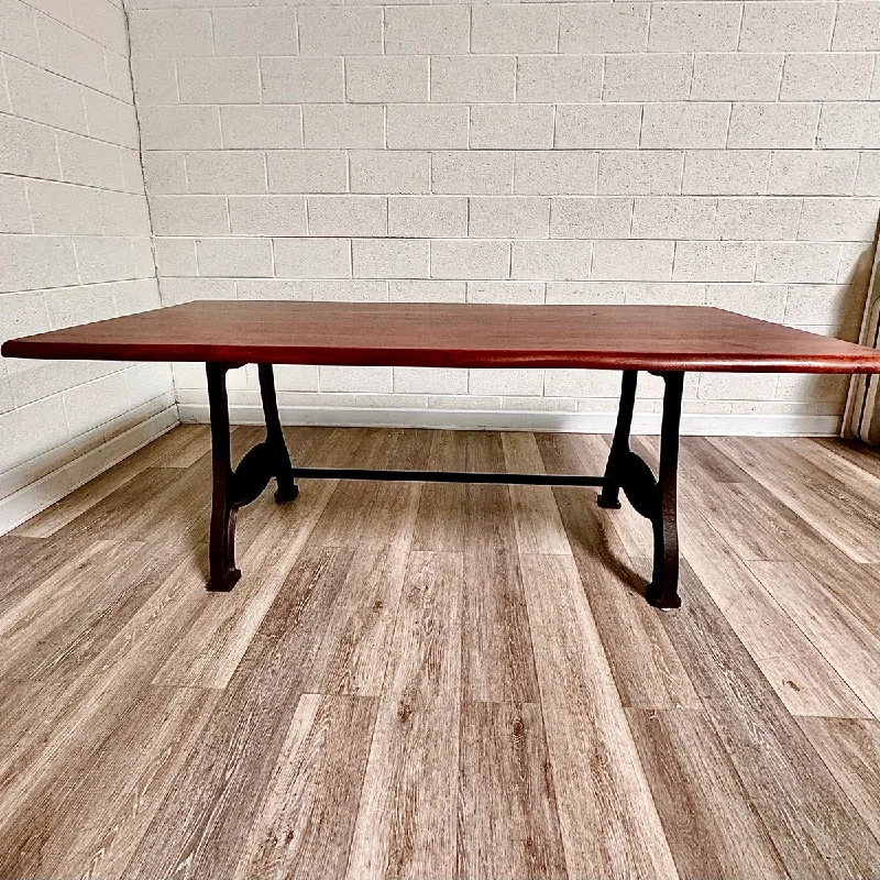 Live Edge Wood Dining Table on Iron Base