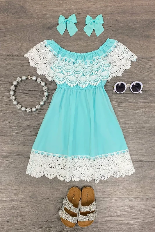 Sky Blue & Lace Dress