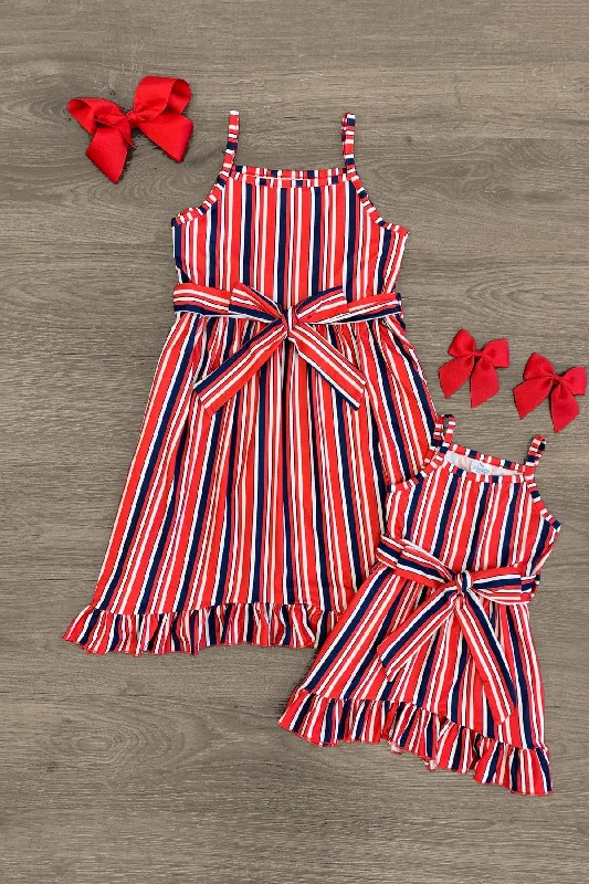 Mom & Me - Red White & Blue Striped Dress