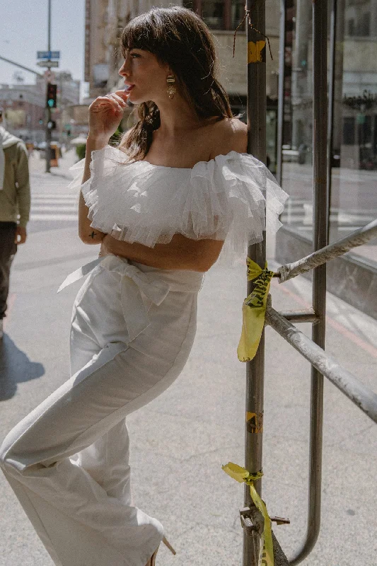 A POWER MOOD WHITE DENIM JUMPSUIT