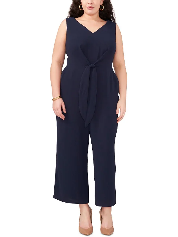 Island Oasis Womens Tie Waist Wide Leg Jumpsuit