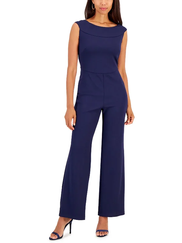 Womens Crepe Boatneck Jumpsuit