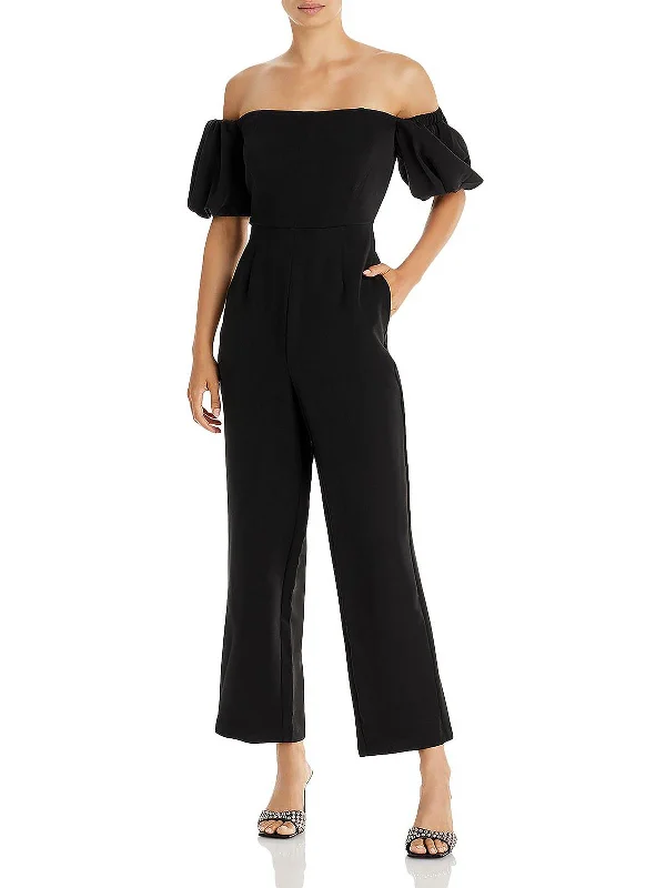 Womens Square Neck Puff Sleeve Jumpsuit