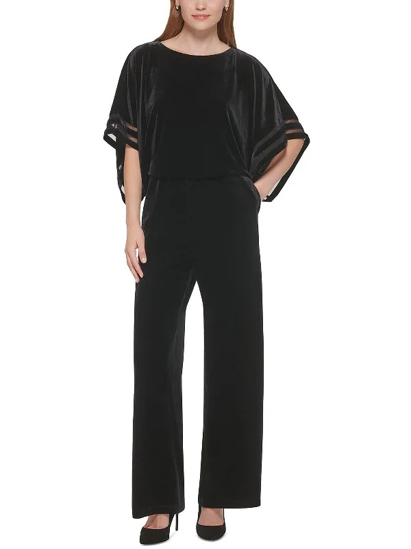 Womens Velvet Drapey Jumpsuit