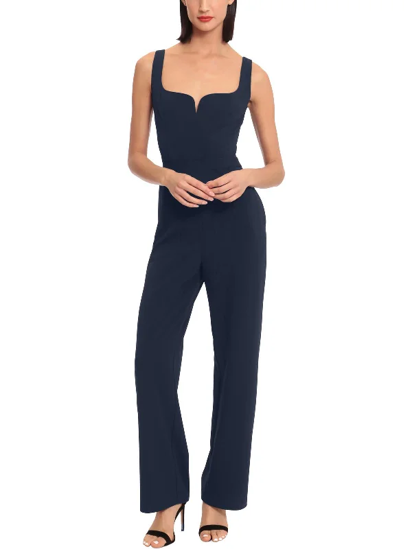 Womens Wishbone Neck Dressy Jumpsuit