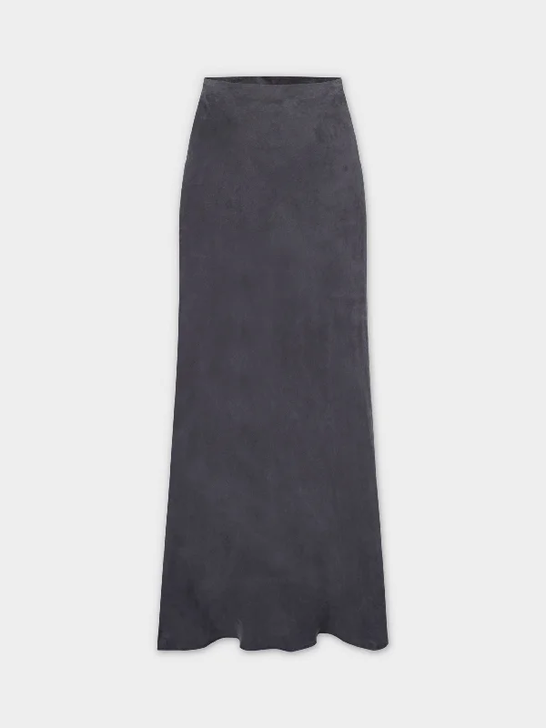 Cupro Slip Skirt-Black