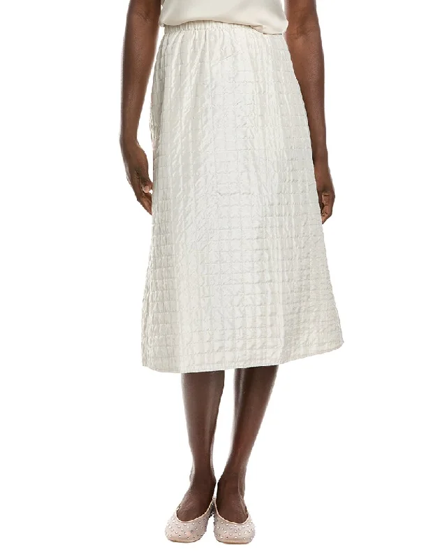 EILEEN FISHER Habutai Quilted Silk A-Line Skirt