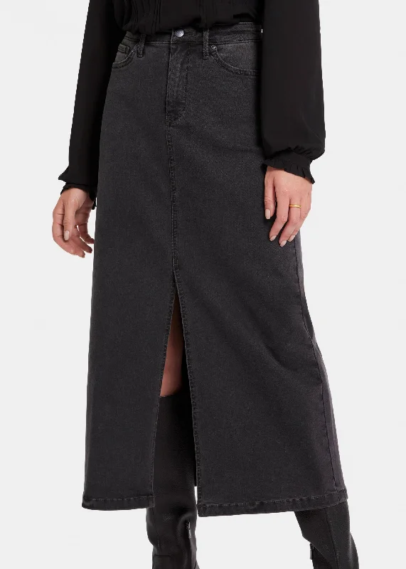 NYDJ - High Rise Long Skirt With Slit - Cloud Stone